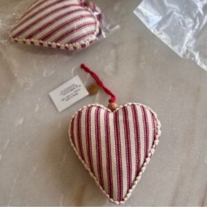 NWT Von Maur Elegant Striped Heart-Shaped Holiday Ornaments - Set of 2